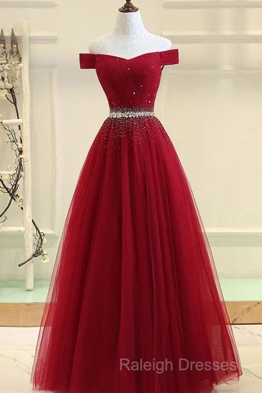 Beautiful Off Shoulder Long Formal Dress, Beaded Party Dresses