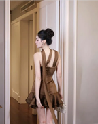 Beautiful One Shoulder Satin Pleated A-Line Homecoming Dresses