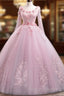 Beautiful Pink Flowers Long Formal Dresses, Pink Sweet 16 Gown Party Dresses