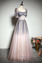 Beautiful Pink Gradient Beaded Sweetheart Long Prom Dress, Tulle Evening Dresses