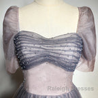 Beautiful Pink Gradient Beaded Sweetheart Long Prom Dress, Tulle Evening Dresses