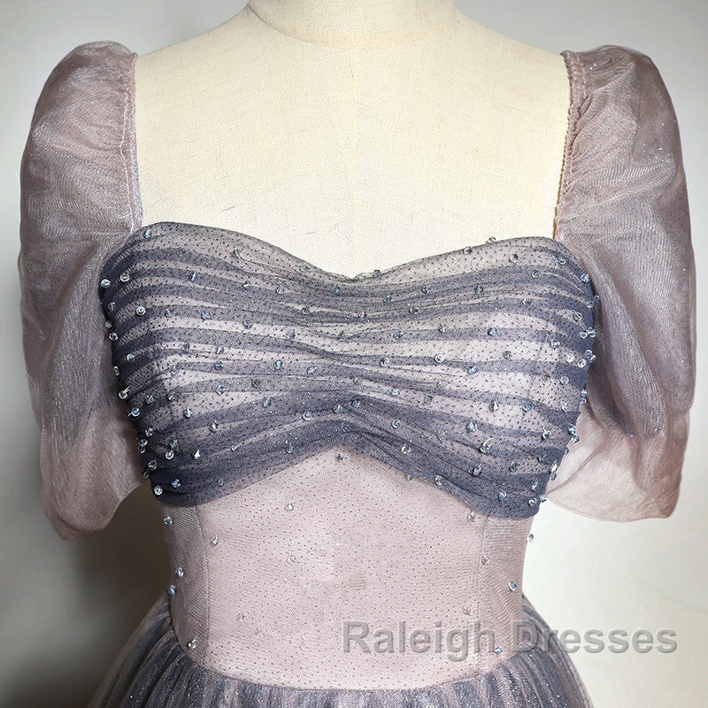 Beautiful Pink Gradient Beaded Sweetheart Long Prom Dress, Tulle Evening Dresses