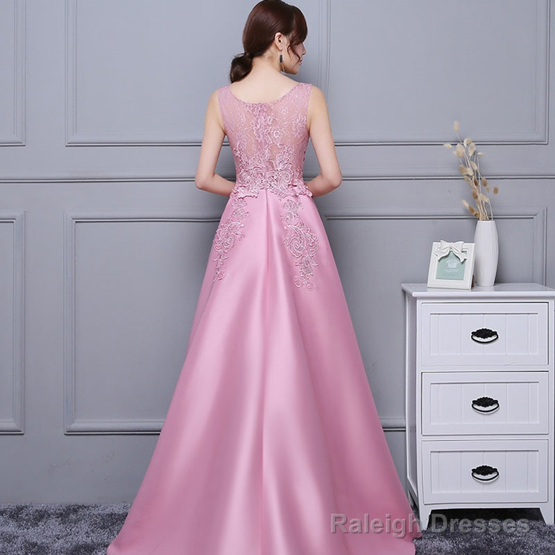 Beautiful Pink High Low Satin And Lace Homecoming Dresses Cute Short Prom Dresses
