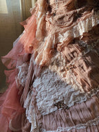 Beautiful Pink Rose Slim Skirt Pleated French Lace Mermaid Wedding Dress