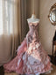 Beautiful Pink Rose Slim Skirt Pleated French Lace Mermaid Wedding Dress