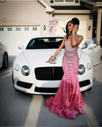 Beautiful Pink Sequin Beaded Mermaid Prom Dresses Prom Dresses