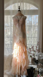 Beautiful Pink Strap Chiffon Irregular Skirt Long Prom Dress