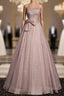 Beautiful Pink Tulle Sequins Strapless Pleats Beading Prom Dress Formal Ball Gown Brithday Quinceanera Dress