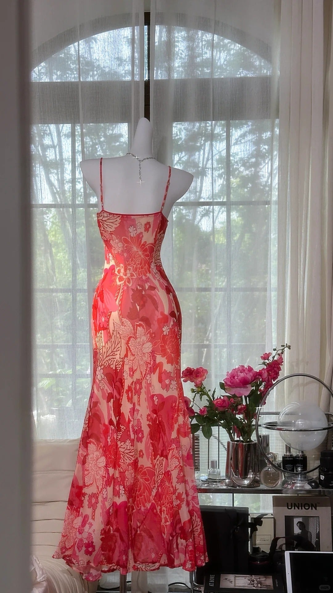 Beautiful Printed V-Neck Strapless Chiffon Mermaid Formal Prom Dress