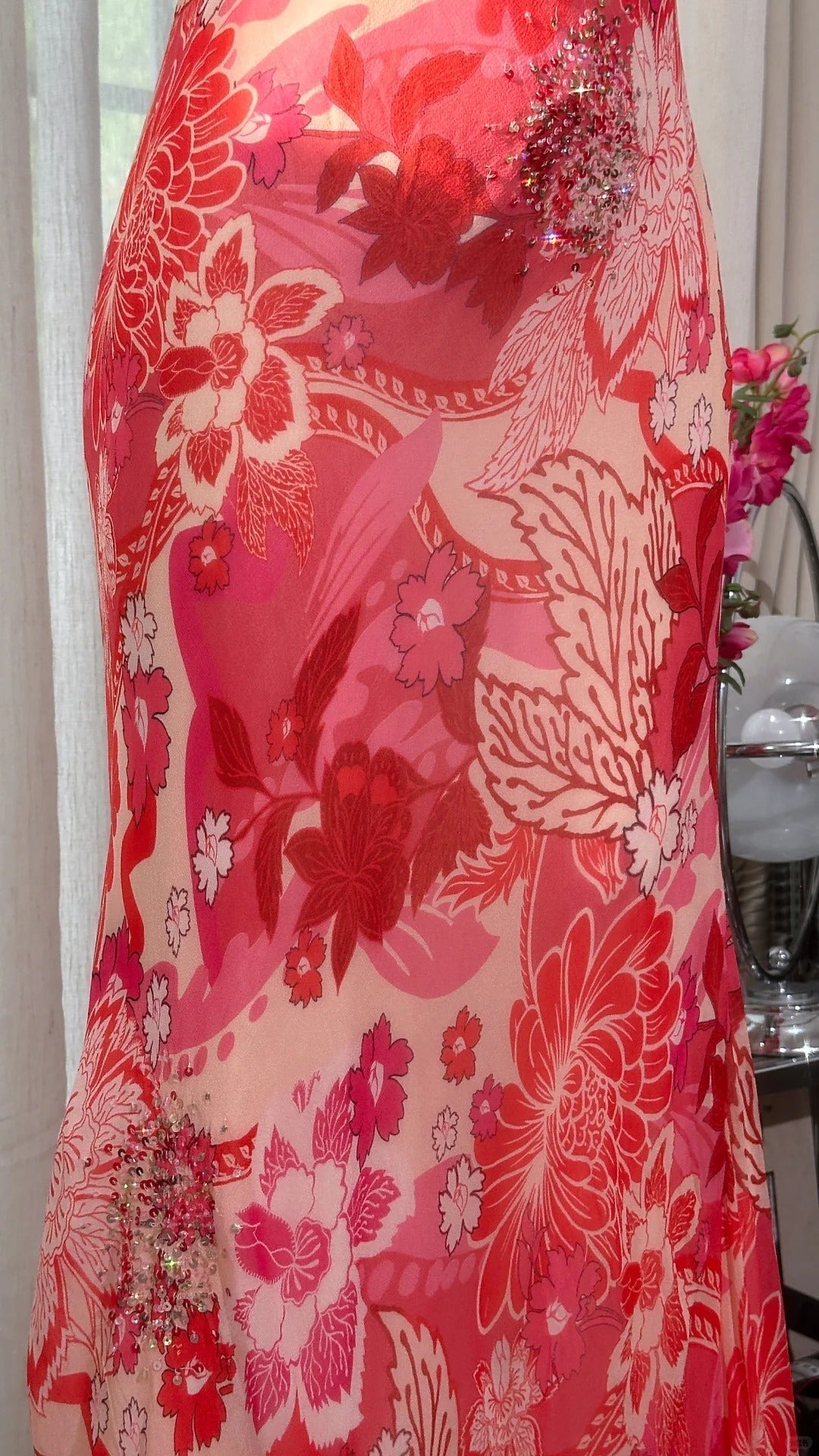 Beautiful Printed V-Neck Strapless Chiffon Mermaid Formal Prom Dress