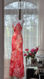Beautiful Printed V-Neck Strapless Chiffon Mermaid Formal Prom Dress