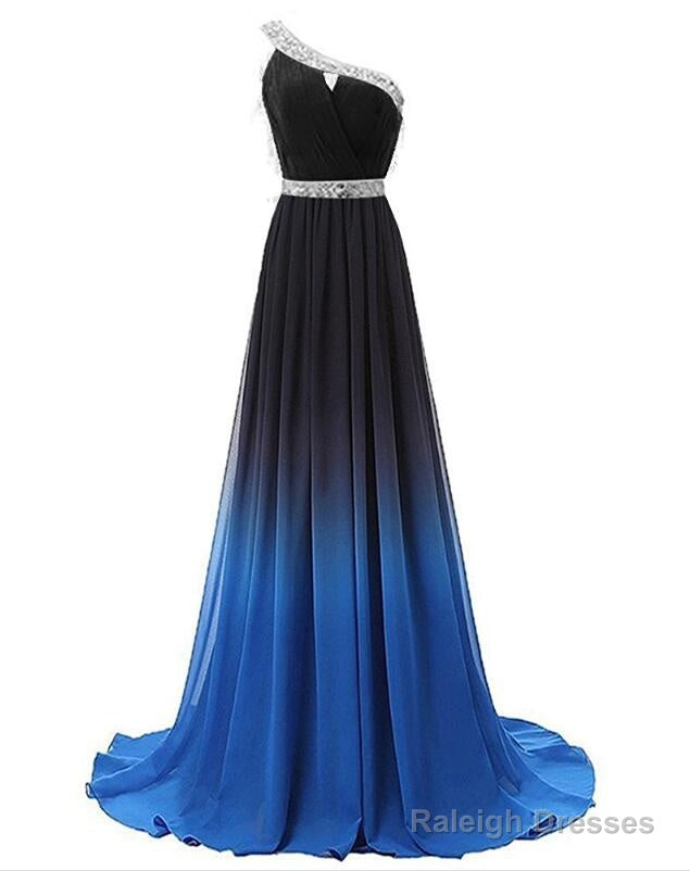 Beautiful Red And Black Long Party Dress, Gradient One Shoulder Prom Dress