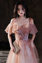 Beautiful Red Off The Shoulder Long Party Dress, A-Line Simple Prom Dress