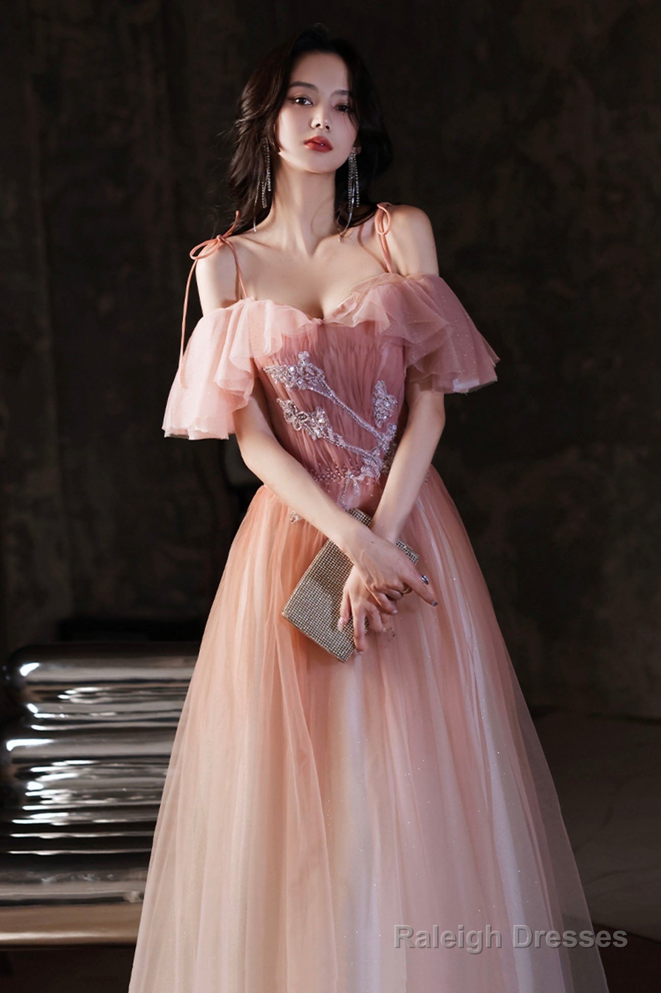 Beautiful Red Off The Shoulder Long Party Dress, A-Line Simple Prom Dress