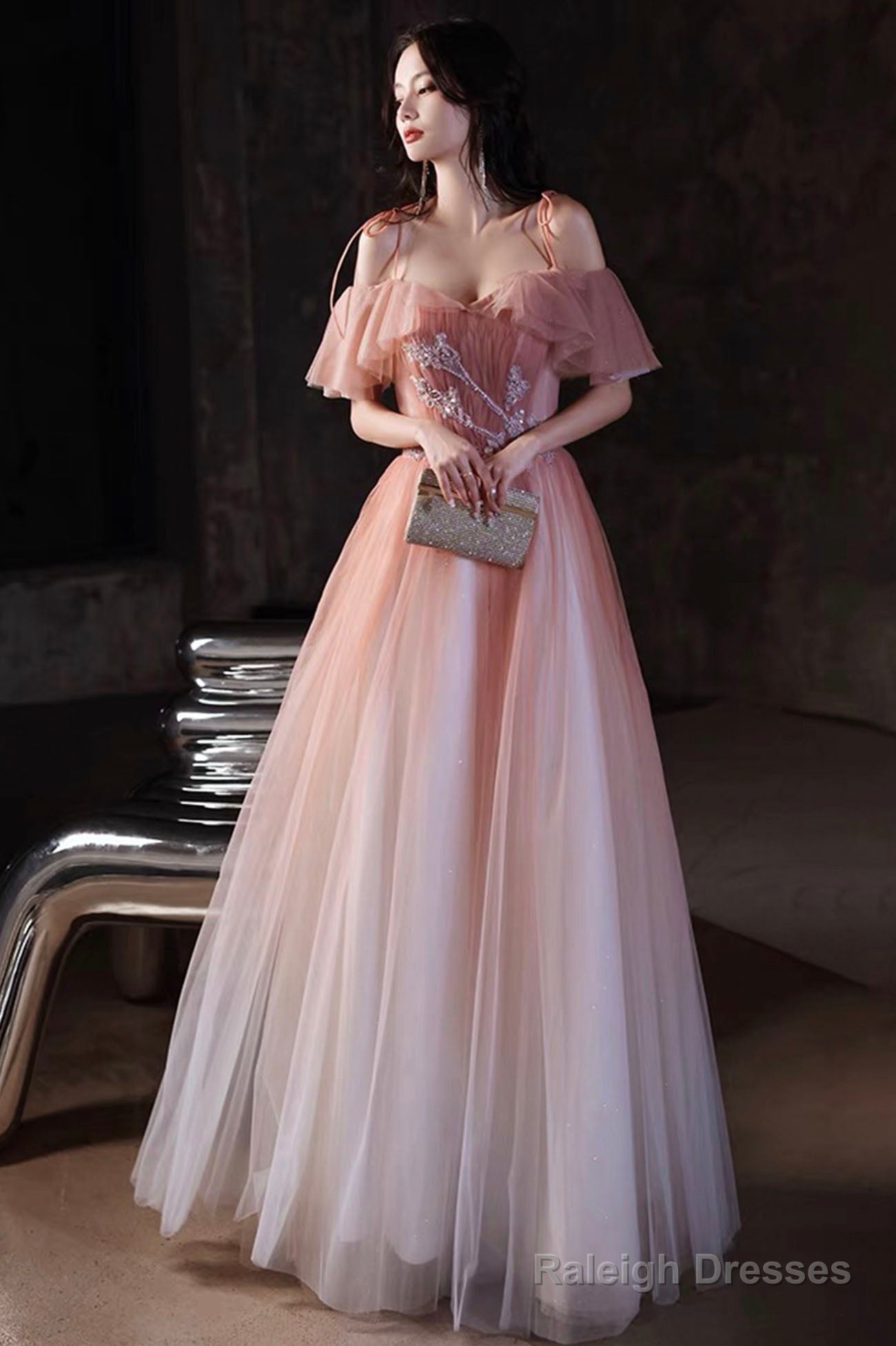 Beautiful Red Off The Shoulder Long Party Dress, A-Line Simple Prom Dress