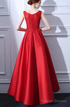 Beautiful Red Satin And Lace High Low Round Neckline Prom Dresses Red Prom Dresses Red Homecoming Dress