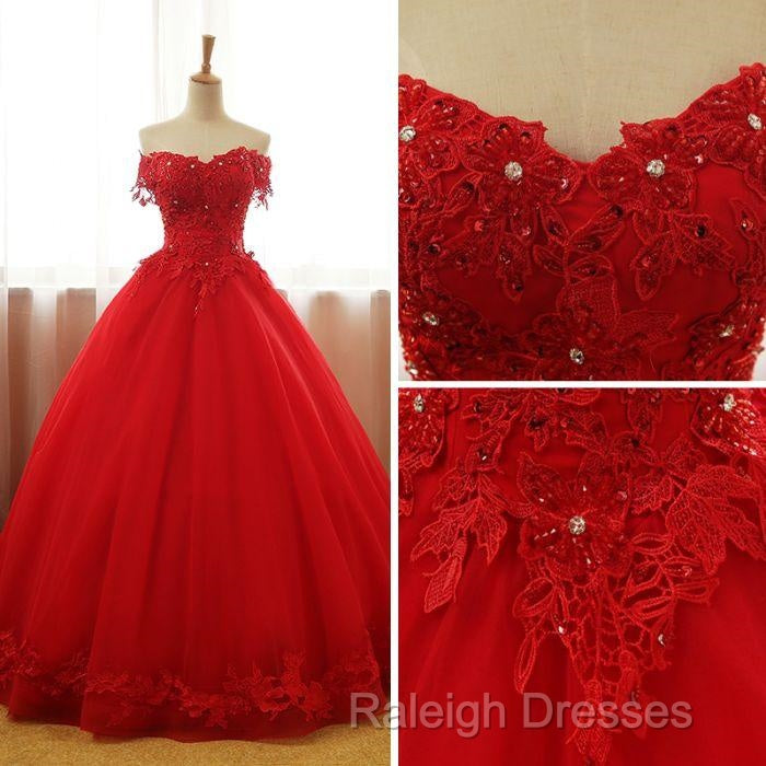 Beautiful Red Tulle Sweet 16 Gowns, Prom Gowns, Red Party Dress