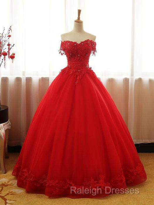 Beautiful Red Tulle Sweet 16 Gowns, Prom Gowns, Red Party Dress