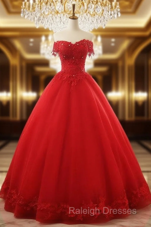 Beautiful Red Tulle Sweet 16 Gowns, Prom Gowns, Red Party Dress