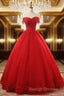 Beautiful Red Tulle Sweet 16 Gowns, Prom Gowns, Red Party Dress