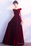 Beautiful Red Velvet Prom Dresses Long Off Shoulder Bridesmaid Dresses