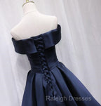 Beautiful Satin Off Shoulder Lace-Up Knee Length Bridesmaid Dress , Short Homecoming Dress