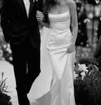 Beautiful Sheath Straps Long White Prom Dresses Prom Dresses