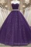 Beautiful Shiny Purple Tulle Beaded Ball Gonw Party Dress, Purple Prom Dresses