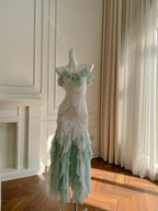 Beautiful Spaghetti Strap Mermaid Beaded Chiffon Prom Dress