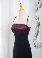 Beautiful Straps Spandex And Lace Evening Dress, Black And Burgundy Prom Dress