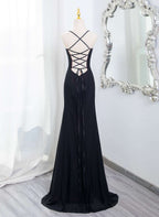 Beautiful Straps Spandex And Lace Evening Dress, Black And Burgundy Prom Dress