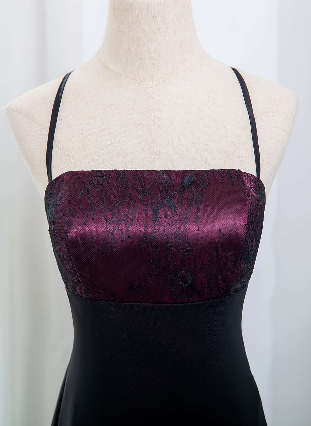 Beautiful Straps Spandex And Lace Prom Dresses Black And Burgundy Prom Dresses
