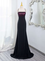 Beautiful Straps Spandex And Lace Evening Dress, Black And Burgundy Prom Dress