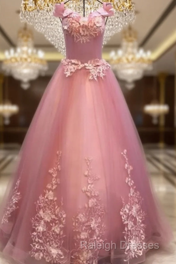 Beautiful Sweetheart Pink Tulle Party Dress, Pink Formal Dresses Main image