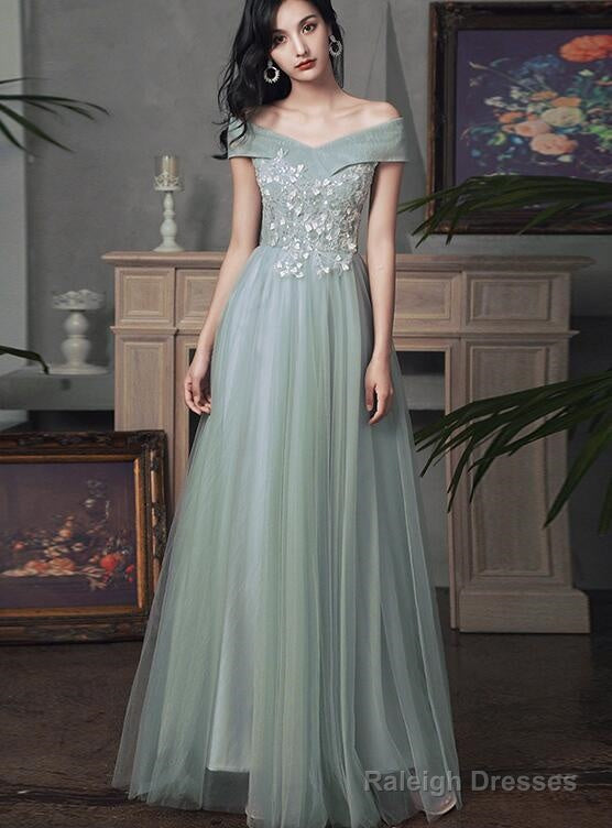 Beautiful Tulle A-Line Floor Length Evening Dresses Party Dress, Tulle Party Dress With Lace Secondary image