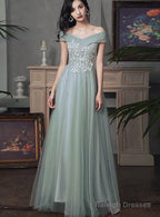 Beautiful Tulle A-Line Floor Length Prom Dress Tulle Prom Dresses With Lace