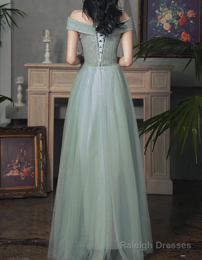 Beautiful Tulle A-Line Floor Length Evening Dresses Party Dress, Tulle Party Dress With Lace