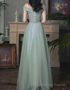 Beautiful Tulle A-Line Floor Length Prom Dress Tulle Prom Dresses With Lace
