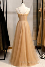 Beautiful Tulle Beaded Sweetheart Party Dress, A-Line Tulle Floor Length Prom Dress