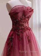 Beautiful Tulle Gradient with Beaded Long Party Dress A-line Gradient Prom Dress prom dresses shops