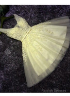 Beautiful V-Neckline Party Dress, Tulle Formal Dresses With Applique For Senior Prom Party