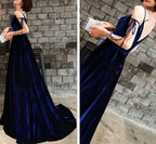 Beautiful Velvet Prom Dresses Straps Long Prom Dresses