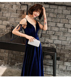 Beautiful Velvet Prom Dresses Straps Long Prom Dresses