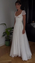 Beautiful White Chiffon A-Line Prom Dresses Wedding Dresses