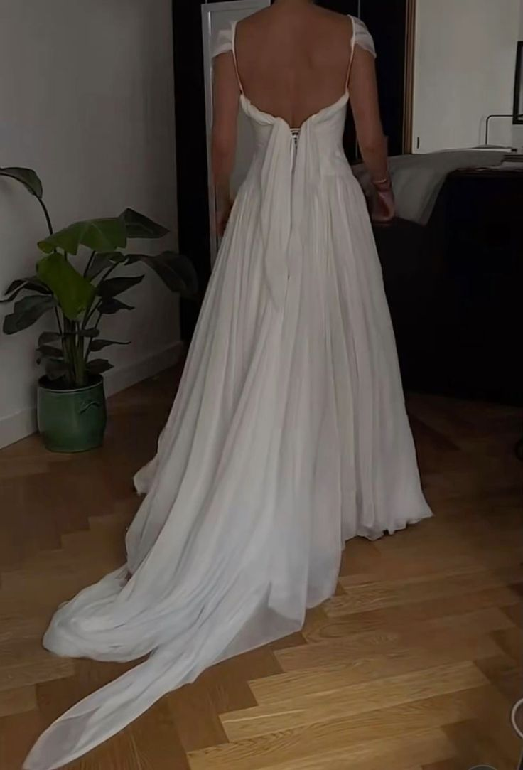 Beautiful White Chiffon A-Line Prom Dresses Wedding Dresses