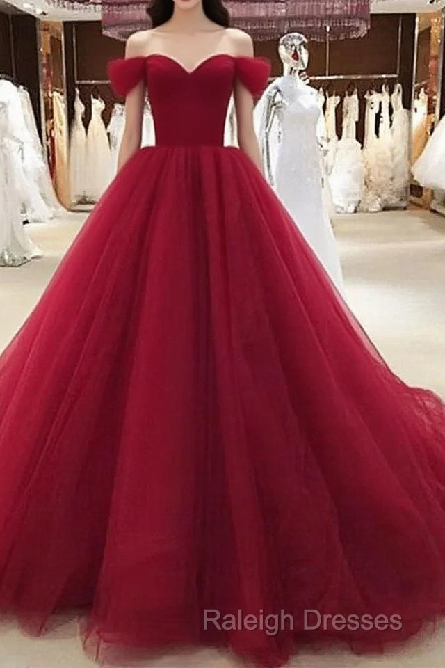Beautiful Wine Red Off Shoulder Sweetheart Long Formal Gown, Red Party Dress Main image