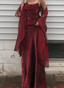 Beautiful Wine Red Satin Prom Dresses Long With Straps Wine Red Long Prom Dresses
