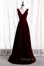 Beautiful Wine Red Simple Long A-Ine Wedding Party Dress, Dark Red Prom Dresses