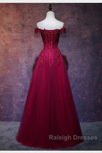 Beautiful Wine Red Tulle Sweetheart Long Prom Dress A-Line Party Dress Elegant Evening Dress