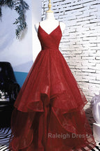 Beautiful Wine Red Velvet Straps V-Neckline Party Dress Prom Dress, Long Evening Dresses